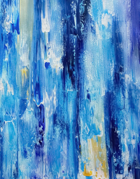 Blue Vertical Textured Abstract Painting Modern Canvas Art (ART-8156-121246) - Handpainted Art Painting - 15in X 19in