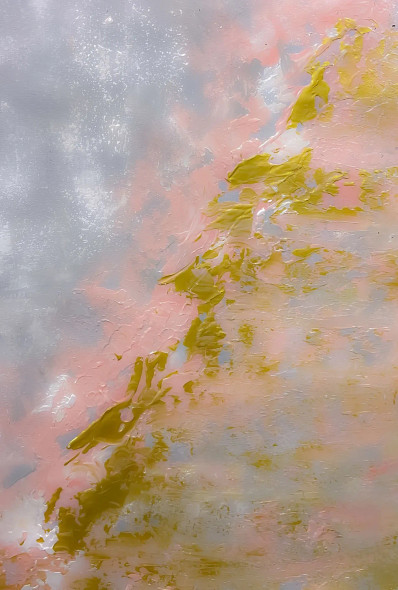 Soft Blush Abstract With Textured Golden Flow (PRT-8156-121378) - Canvas Art Print - 16in X 24in
