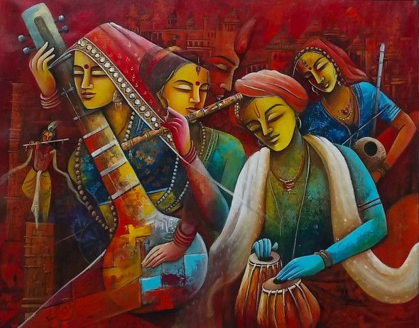 Devotion Of Love (ART-18391-121429) - Handpainted Art Painting - 36in X 30in