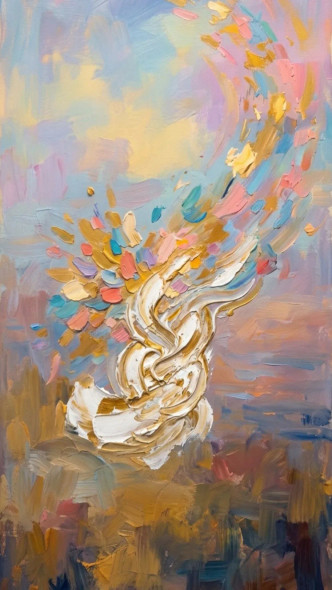 Whispers Of Color: The Abstract Bloom (ART-18384-121395) - Handpainted Art Painting - 13in X 13in