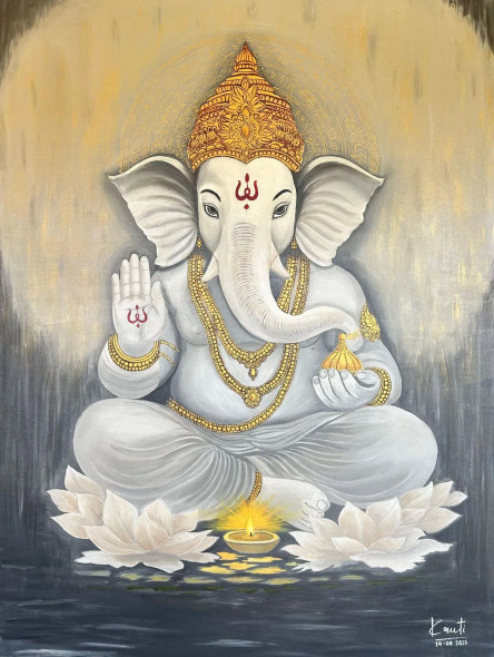 Divine Blessings (ART-17410-121489) - Handpainted Art Painting - 36in X 48in