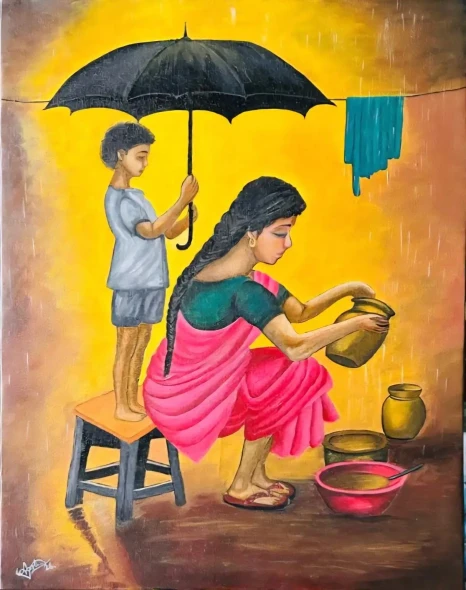 Maa (ART-17937-121495) - Handpainted Art Painting - 18in X 24in