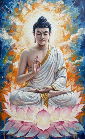 Original Buddha Acrylic Painting, Large Textured Wall Art For Living Room (ART-3319-121465) - Handpainted Art Painting - 30in X 48in