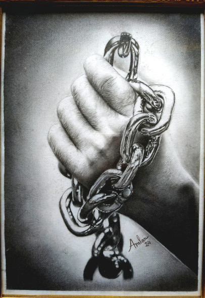 Last Grip (ART-18416-121456) - Handpainted Art Painting - 8in X 12in