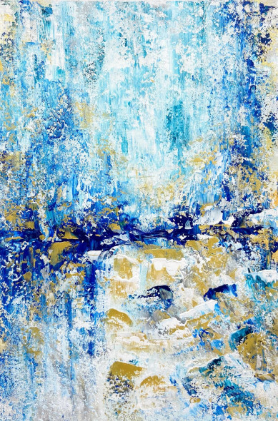 Icy Falls With Golden Light (PRT-8156-121507) - Canvas Art Print - 16in X 24in