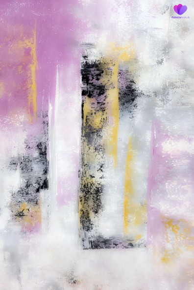 Soft Abstract Vertical Lavender Yellow Modern Canvas (PRT-8156-121329) - Canvas Art Print - 16in X 24in
