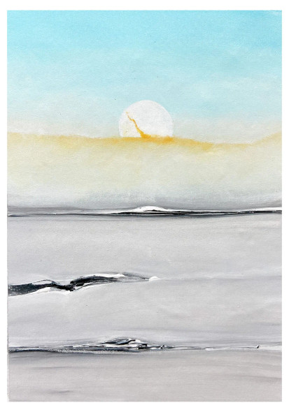 Minimal Abstract Sunset Horizon Textured Canvas Painting (PRT-8156-121314) - Canvas Art Print - 17in X 24in