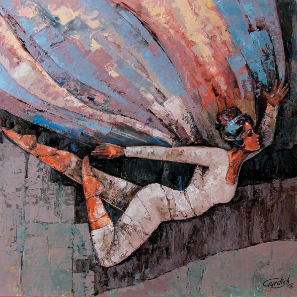 Dance To The Celebration (ART-2571-121475) - Handpainted Art Painting - 18in X 18in
