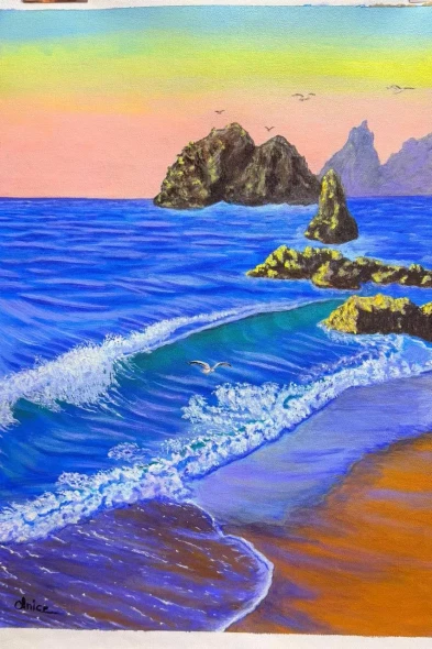 Acrylic Painting- Breath Of The Sea (ART-18425-121643) - Handpainted Art Painting - 20in X 26in