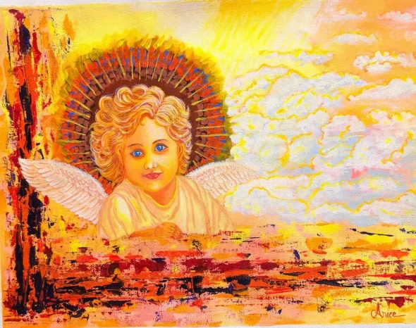Acrylic Paintings- Celestial Smile (ART-18425-121640) - Handpainted Art Painting - 24in X 18in