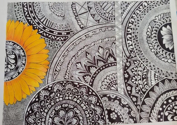 Mandala Art (ART-16762-121610) - Handpainted Art Painting - 35in X 30in