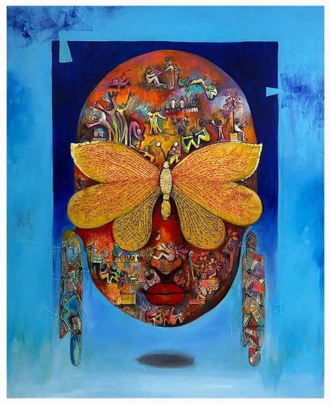The World Behind Her Eyes (ART-16405-121606) - Handpainted Art Painting - 48in X 60in