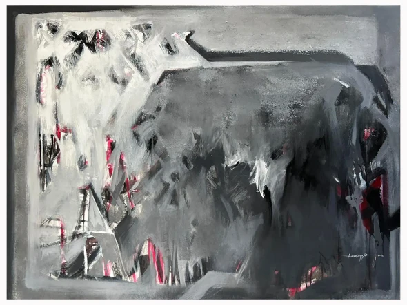 Crimson Beneath Silence (ART-8069-121605) - Handpainted Art Painting - 48in X 36in