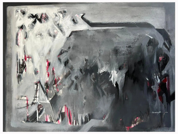 Crimson Beneath Silence (ART-8069-121605) - Handpainted Art Painting - 48in X 36in