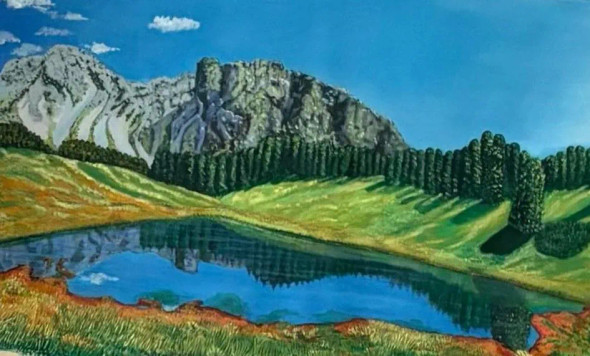 Acrylic Painting- The Quite Majesty (ART-18425-121649) - Handpainted Art Painting - 50in X 30in