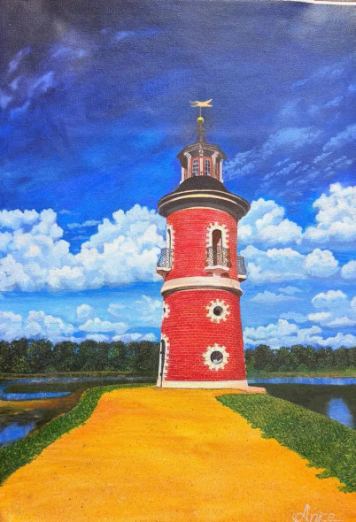 Acrylic Painting- The Beacon Of Serenity (ART-18425-121646) - Handpainted Art Painting - 19in X 28in