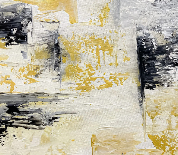 Gold Brush Abstract (PRT-8156-121555) - Canvas Art Print - 24in X 21in