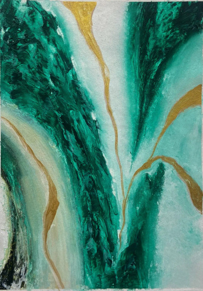 Gilded Emerald Currents (PRT-8156-121574) - Canvas Art Print - 17in X 24in