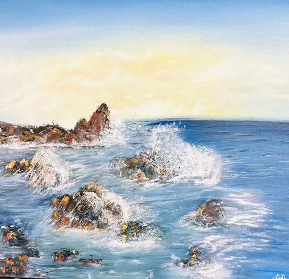 Sea (ART-17937-121656) - Handpainted Art Painting - 18in X 24in