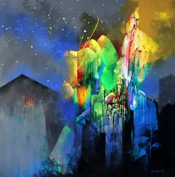 The Mysterious Light (ART-15533-121659) - Handpainted Art Painting - 48in X 48in