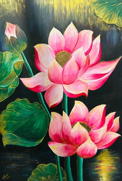 Peace In Bloom (ART-17937-121658) - Handpainted Art Painting - 28in X 40in