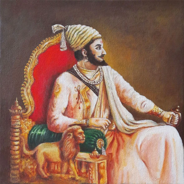 The Royal Seat Of Courage (ART-8857-121801) - Handpainted Art Painting - 11in X 11in
