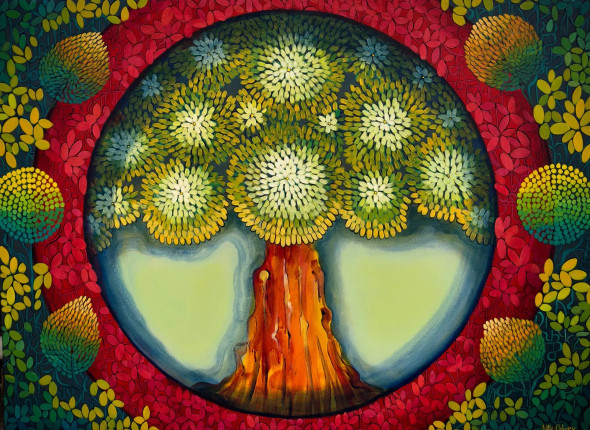 Kalp Vriksh Series 2 (ART-3702-121729) - Handpainted Art Painting - 48in X 36in