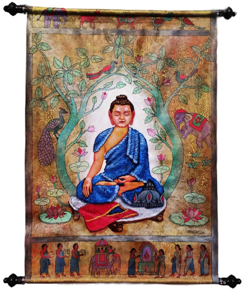 The Enlightenment Of Gautama (ART-17016-121700) - Handpainted Art Painting - 32in X 47in