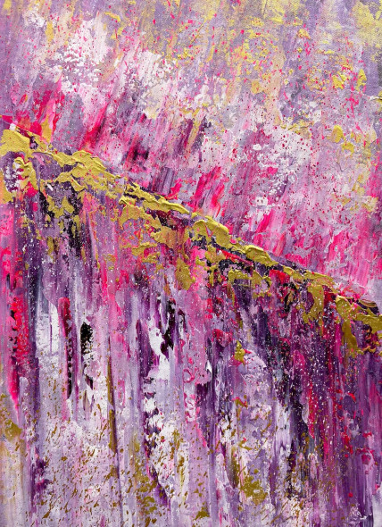 Abstract Blossom Rain (PRT-8156-121768) - Canvas Art Print - 17in X 24in