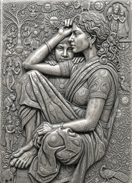 Matriarch In Moonlit Silver (PRT-18374-121676) - Canvas Art Print - 22in X 30in