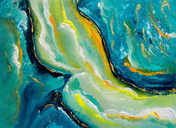 Turquoise Motion Glow (PRT-8156-121783) - Canvas Art Print - 18in X 13in