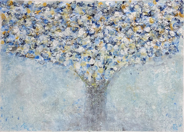 Azure Flourish (PRT-8156-121592) - Canvas Art Print - 24in X 17in