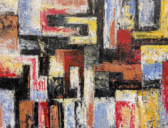 Abstract City Blocks (PRT-8156-121716) - Canvas Art Print - 24in X 18in