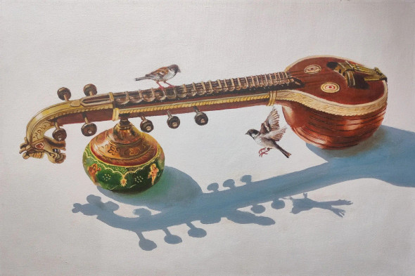 Echoes Of Strings (ART-17609-122145) - Handpainted Art Painting - 28in X 20in