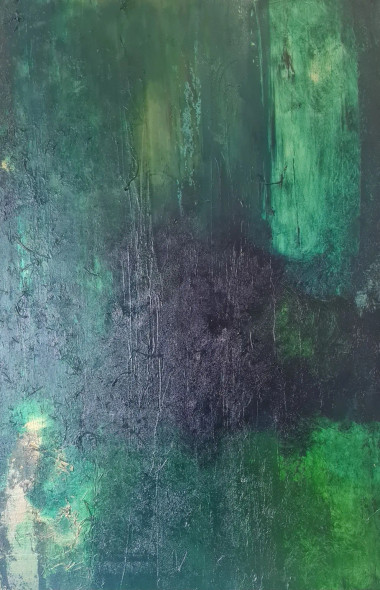 Green Wabi Sabi (ART-17830-121810) - Handpainted Art Painting - 18in X 30in
