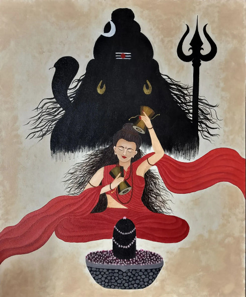 Shiv Ji (ART-17697-121926) - Handpainted Art Painting - 24in X 30in