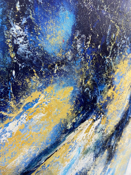 Azure Gold Current (PRT-8156-122072) - Canvas Art Print - 18in X 24in