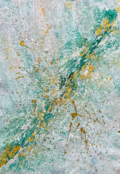 Emerald Burst Through Fragmented Motion (PRT-8156-121624) - Canvas Art Print - 16in X 24in