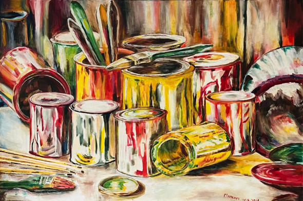 Symphony Of Colours (ART-17654-122138) - Handpainted Art Painting - 36in X 24in
