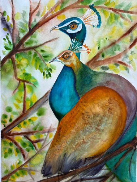 The Crowned Pair (ART-8183-122189) - Handpainted Art Painting - 24in X 34in
