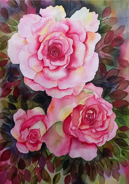 Rose Rhapsody (ART-8183-122190) - Handpainted Art Painting - 16in X 24in