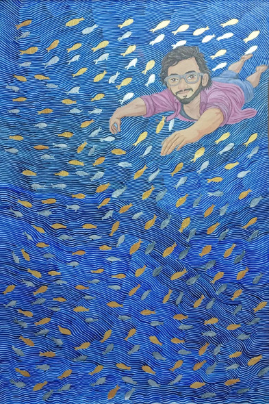 Lost In The Flow (ART-18469-122176) - Handpainted Art Painting - 60in X 91in