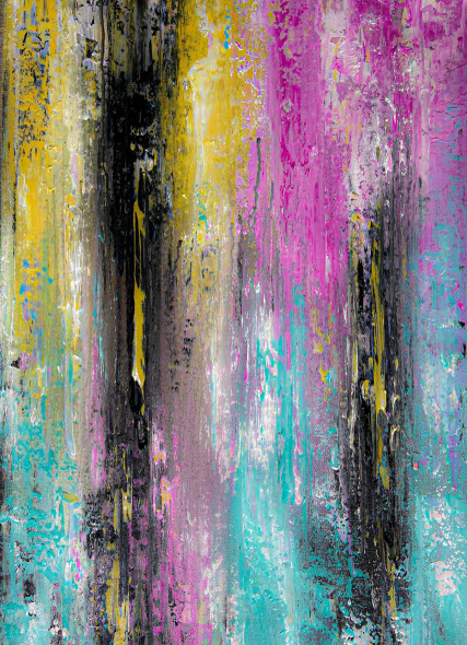Vibrant Cascade Textured Abstract Painting (ART-8156-121933) - Handpainted Art Painting - 15in X 21in