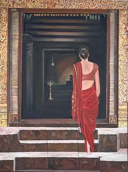 In Search Of Blessings (ART-8171-122162) - Handpainted Art Painting - 36in X 48in