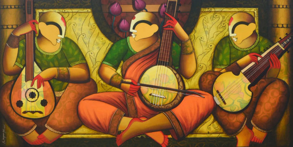 Melody Of Tradition (ART-6351-122180) - Handpainted Art Painting - 72in X 36in
