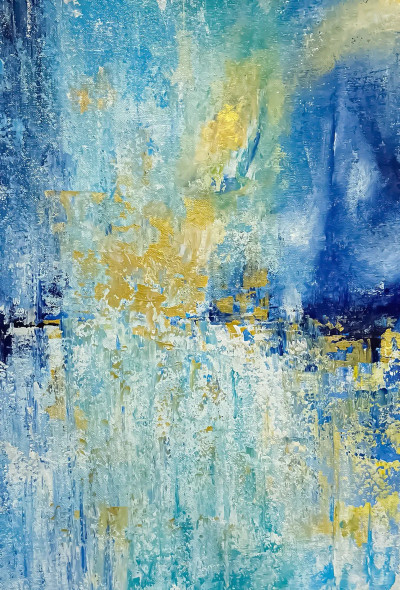 Arctic Glow Reflection (ART-8156-121989) - Handpainted Art Painting - 14in X 21in