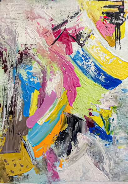 Vivid Motion Abstract Painting (ART-8156-121973) - Handpainted Art Painting - 15in X 21in