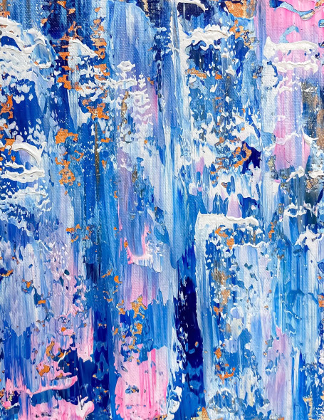 Blue Blush Texture Symphony Abstract Painting (ART-8156-121955) - Handpainted Art Painting - 8in X 9in