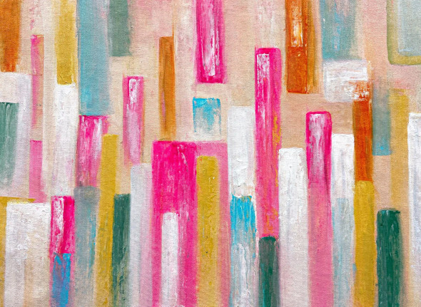 Pastel City Glow Abstract Painting (ART-8156-121950) - Handpainted Art Painting - 15in X 21in