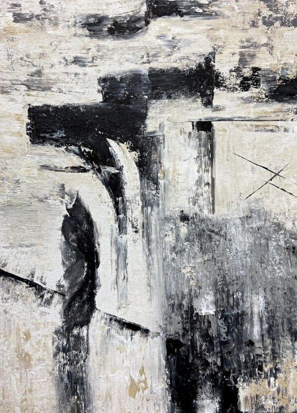 Monochrome Structure Abstract Painting (ART-8156-121942) - Handpainted Art Painting - 16in X 21in